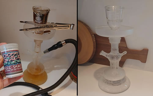Rezz Rockz safe bong cleaner restoring clear glass after residue and resin cleaning